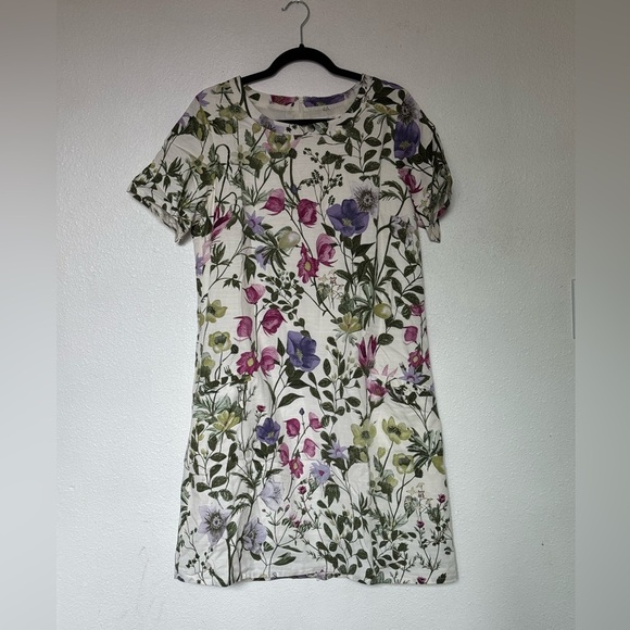 Thought Braintree Dress White Floral Flowers Organic Cotton size M - Picture 2 of 6